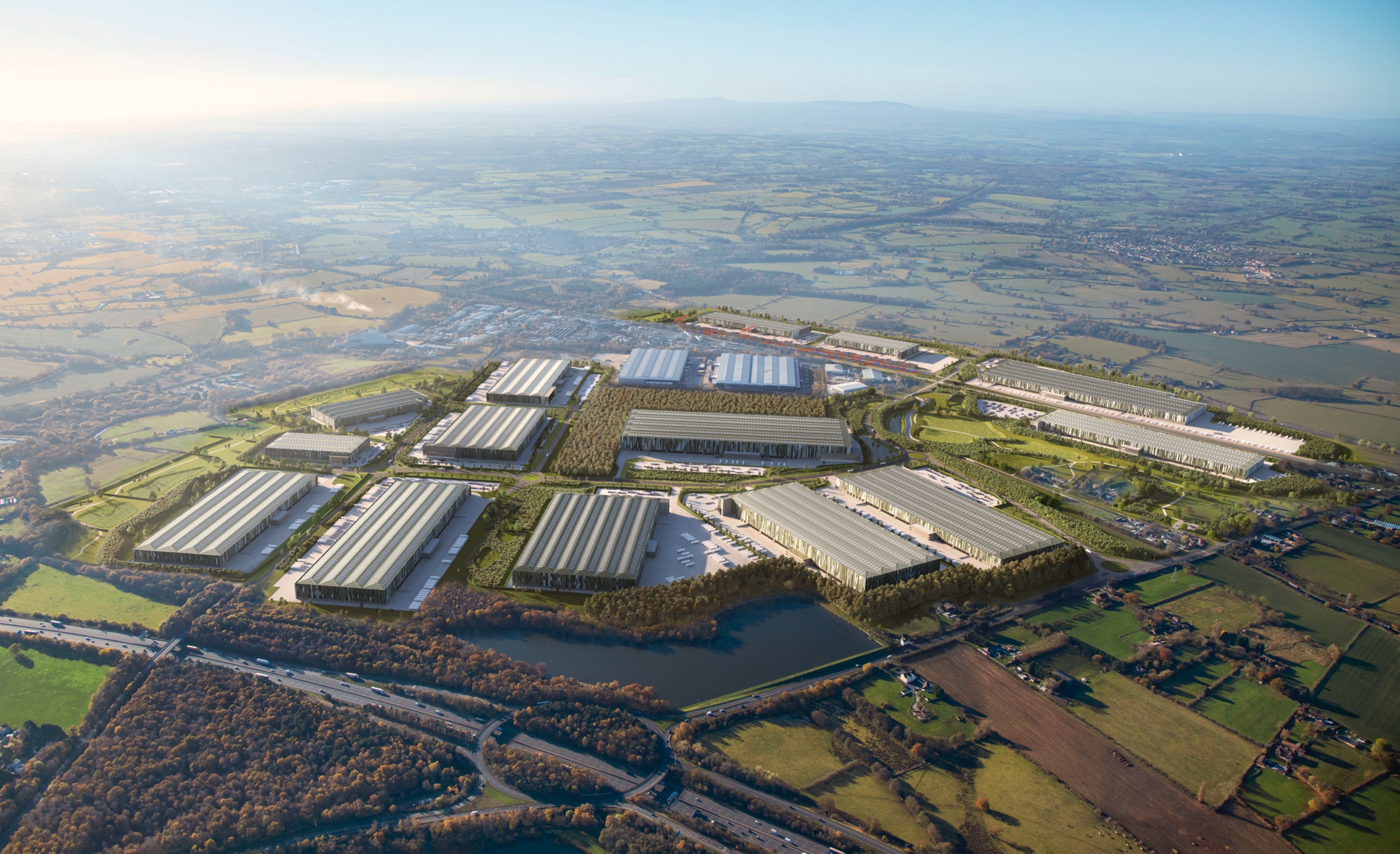 Aerial Static of warehouses