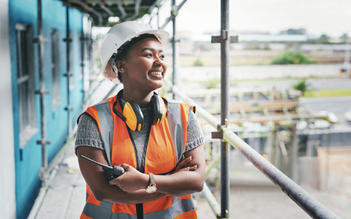 Smiling Woman In Construction Hat