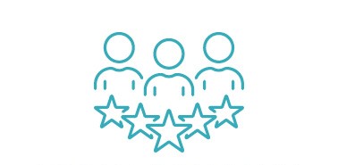 Illustration of three figures with five stars beneath them
